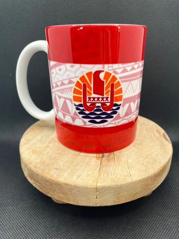 ☕ Mug en Céramique – Tahiti • Tatouage Polynésien • Patutiki 🌺🌊